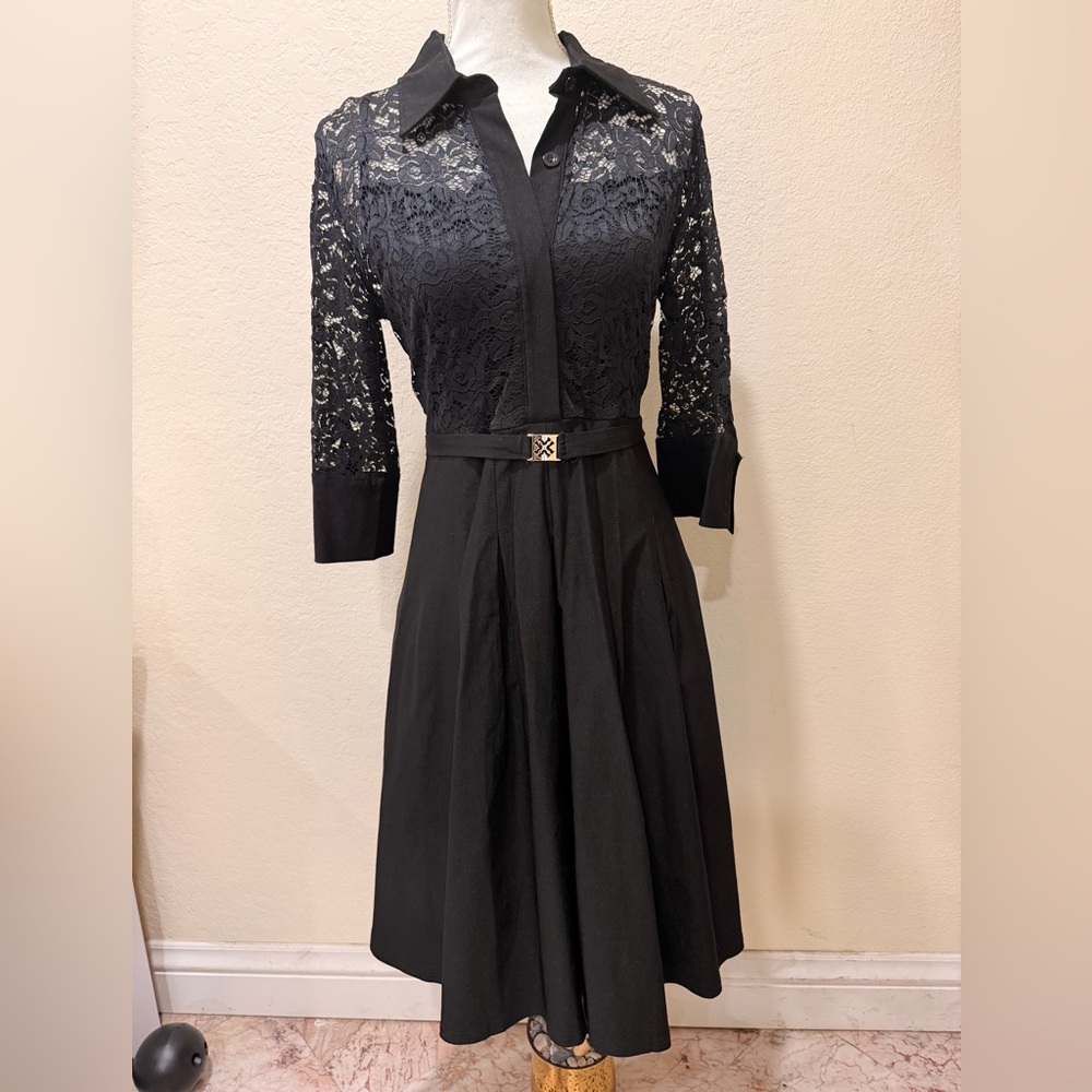 Chic Black Lace Long Sleeve Dress